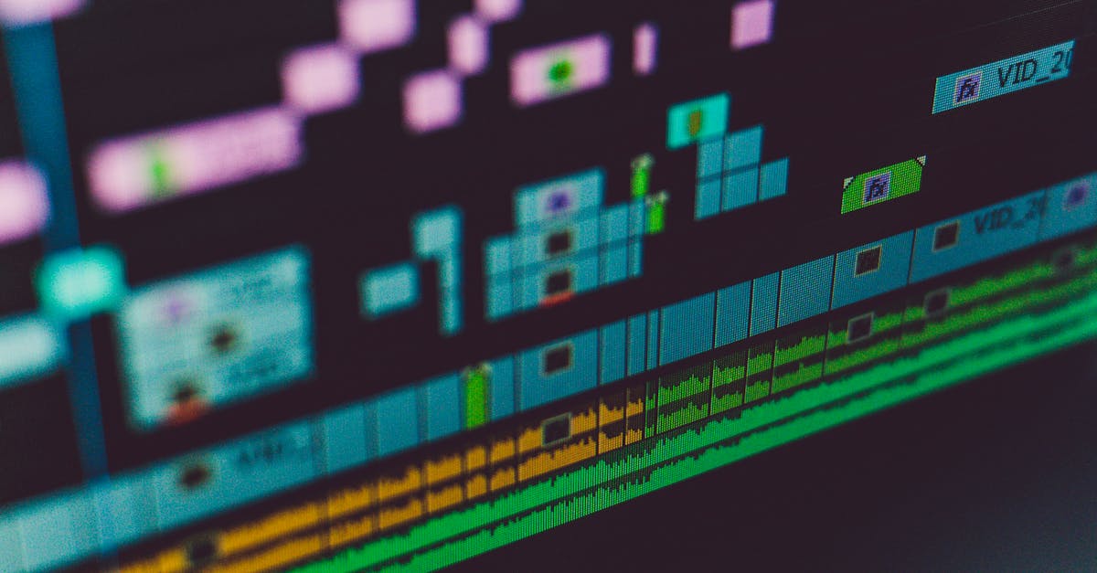 Detailed view of a video editing software interface showing multi-track timeline and colorful design.